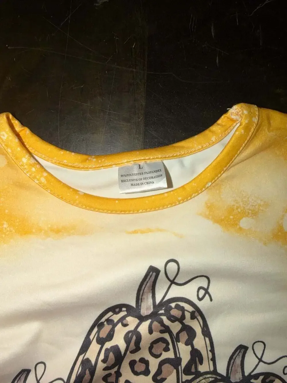 It's Fall Y'all Leopard Pumpkin Bleached Top and Leopard Leggings Size L (5)